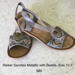 Rieker Sandals - Metallic with beads. Worn once